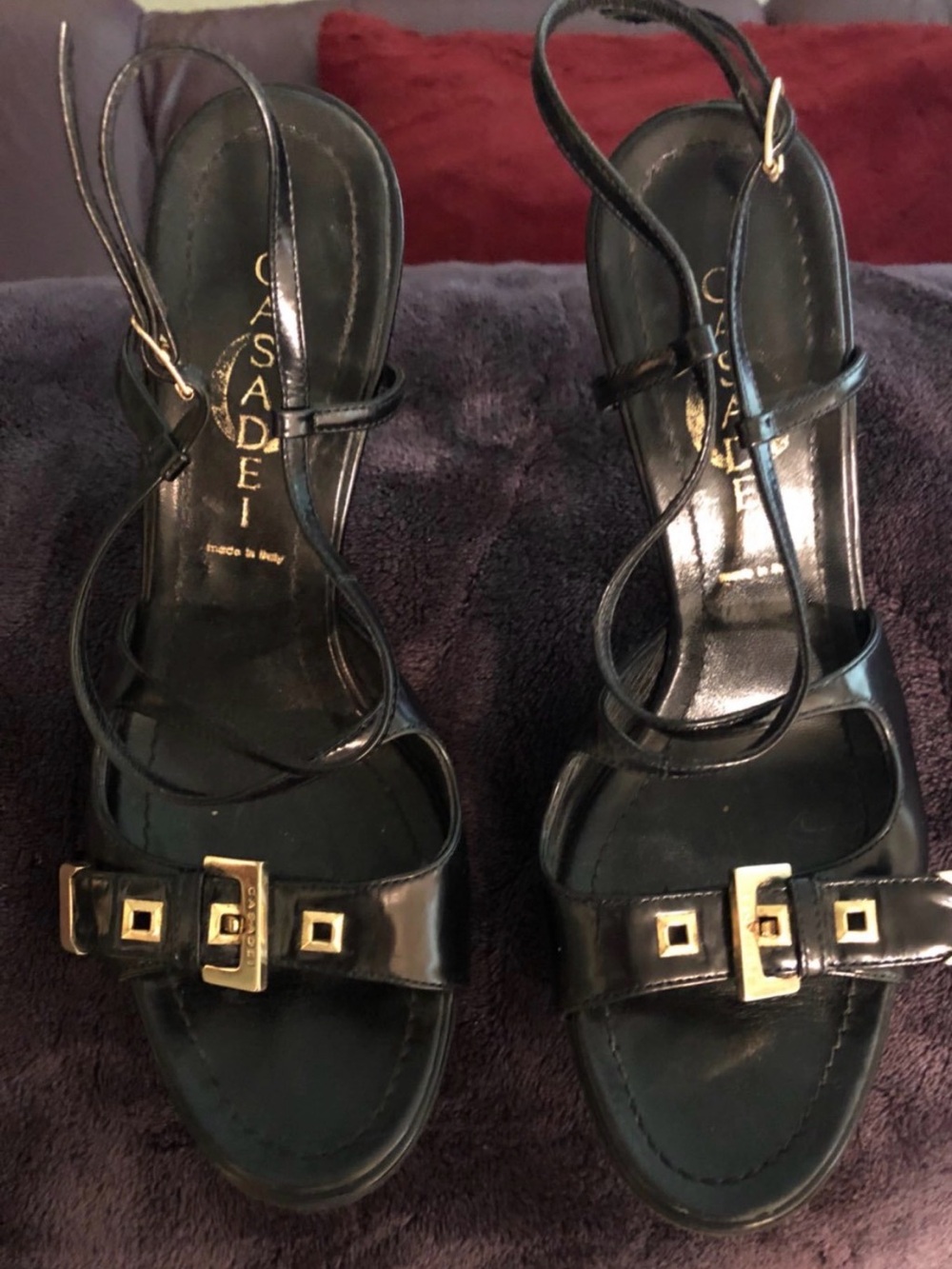 Black leather made in Italy strappy sandal